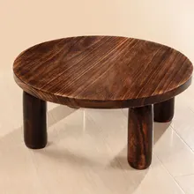 Japanese Antique Wooden Tea Table Paulownia Wood Traditional Asian Furniture Living Room Low Coffee Table Round Table 80cm Round