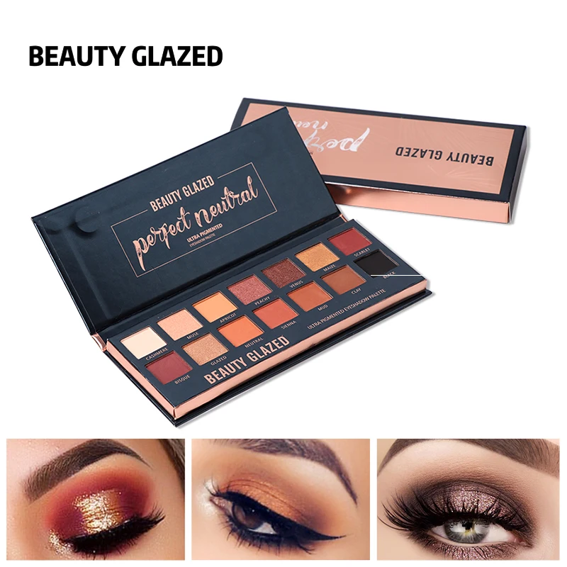 

BEAUTY GLAZED Natural Matte Eyeshadow Makeup Palette 14Colors Soft Pressed Powder Eye Shadow Pallete Pigmented Eyeshadow Palette