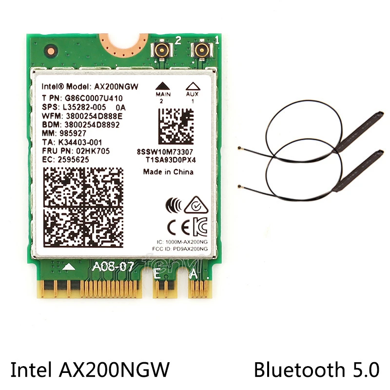 Koop Dual Band 2.4Gbps Intel Wifi 6 AX200NGW 802.11ax Ac MU MIMO 2X2 Wifi AX200 Ngff M.2 Bluetooth 5.0 Netwerk Wlan Kaart + Antenne