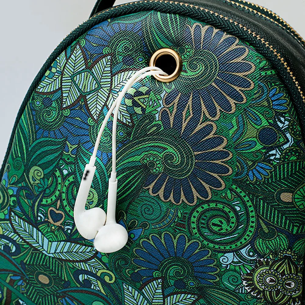 Три сетки школьный ранец на молнии рюкзак женщины девушки в лесу шаблон печати рюкзак дамы большой емкости мини рюкзаки 9,5#23