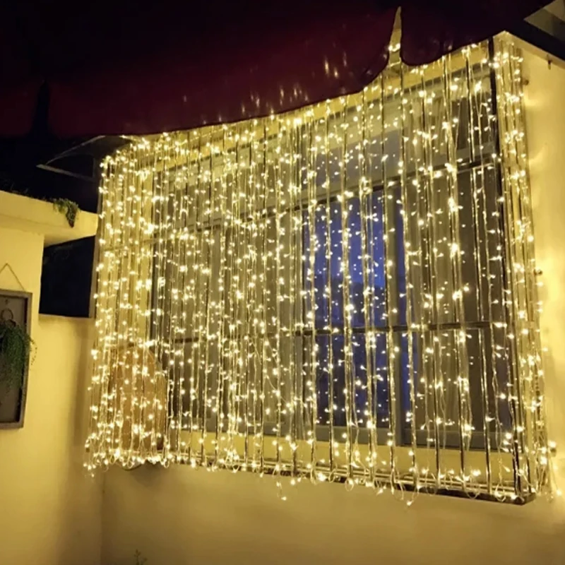 EU Plug 4.5x3m LED Icicle fairy String Lights 300 leds Christmas led Wedding Party Fairy Outdoor Curtain Garden Decor | Лампы и