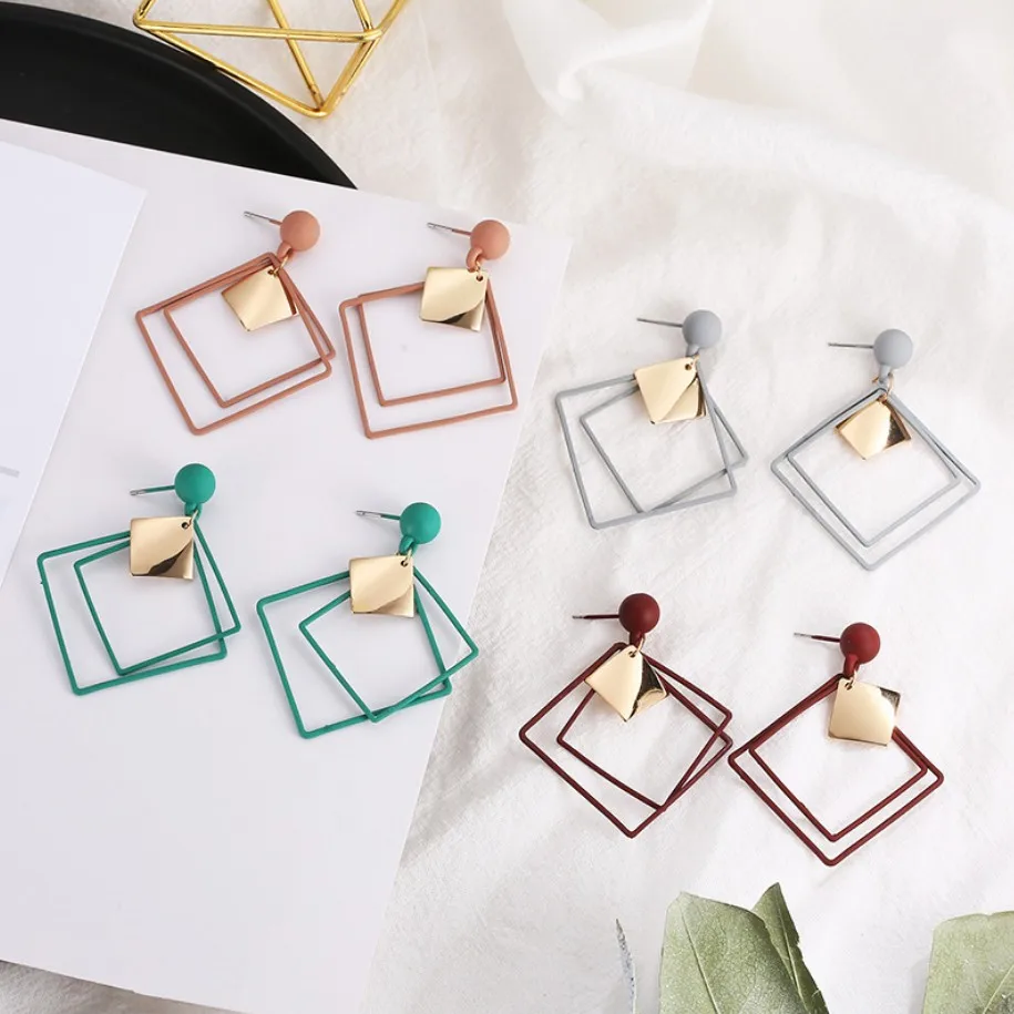 

Simple Fashionable Square Cutouts Girl`s Post Earrings