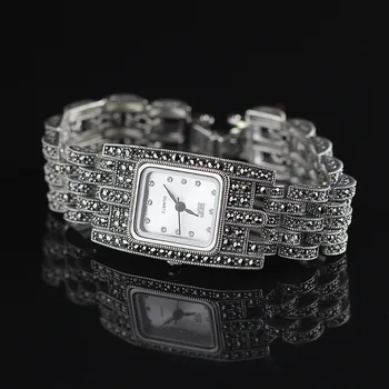 

Silver Thai Craftsmanship Retro Thai Silver S925 Sterling Silver Ladies Business Jewelry Watch Bracelet