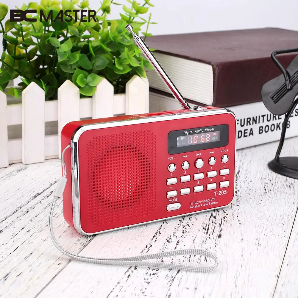 

Bcmaster Портативный fm Радио SD/TF Micro SD карты USB AUX IN Динамик цифровой мультимедийный mp3 музыку громко Динамик fm Радио мини красный
