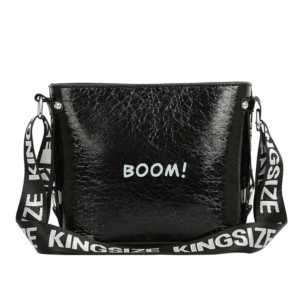 

Shoulder Bag 2019 New Women One-shoulder Portable Messenger Bag Leather Bright Burst Crack Crossbody Letter Shoulder Bag