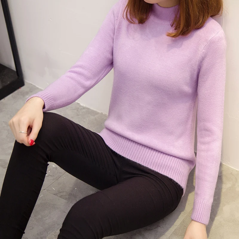Autumn Winter Women Sweaters and Pullovers Turtleneck Solid Sexy Slim Knitting Sueter Mujer Pull Femme Maglioni Donna
