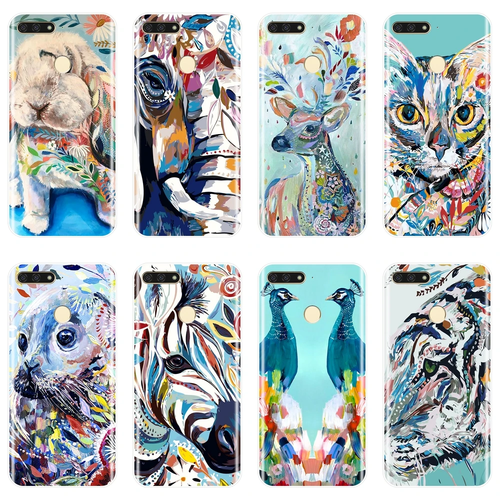 

Art Rabbit Tiger Phone Case Silicone For Huawei Y3 Y5 Y6 II Y7 2017 Pro Soft Back Cover For Huawei Y5 Y6 Y7 Prime 2018 Y9 2019