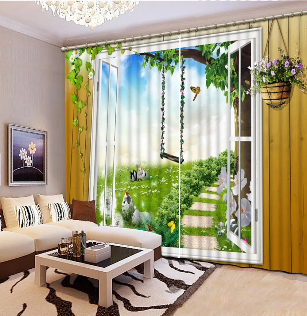 Personalizado 3d Cortinas Jardim Vista 3d Sala Cortina Da Janela Personalizado 3d Cortinas Jardim Vista 3d Sala Cortina Da Janela