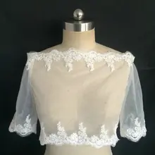 С плечо Алансон Кружева Аппликации Болеро Свадебные Куртки Для женщин
