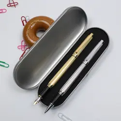 Jinhao 155 Новый стиль Роскошный Металлический авторучка мм 0,5 мм и роликовая ручка мм Подарочная коробка с ручками мм двойной 0,7 Золото Серебро