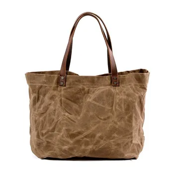 

Waterproof Oil Wax Canvas Bag Women Shoulder Hand Bag Luxury Handbags Women Bags Designer Sac A Main Bolsa Feminina Fold Tote