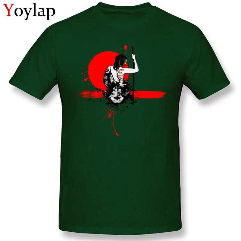 Hot Sale Design Short Sleeve Tops T Shirt Trash PolkaFemale Samurai Summer Fall O Neck Pure Cotton Men's T-shirts Design Clothing Shirt dark green