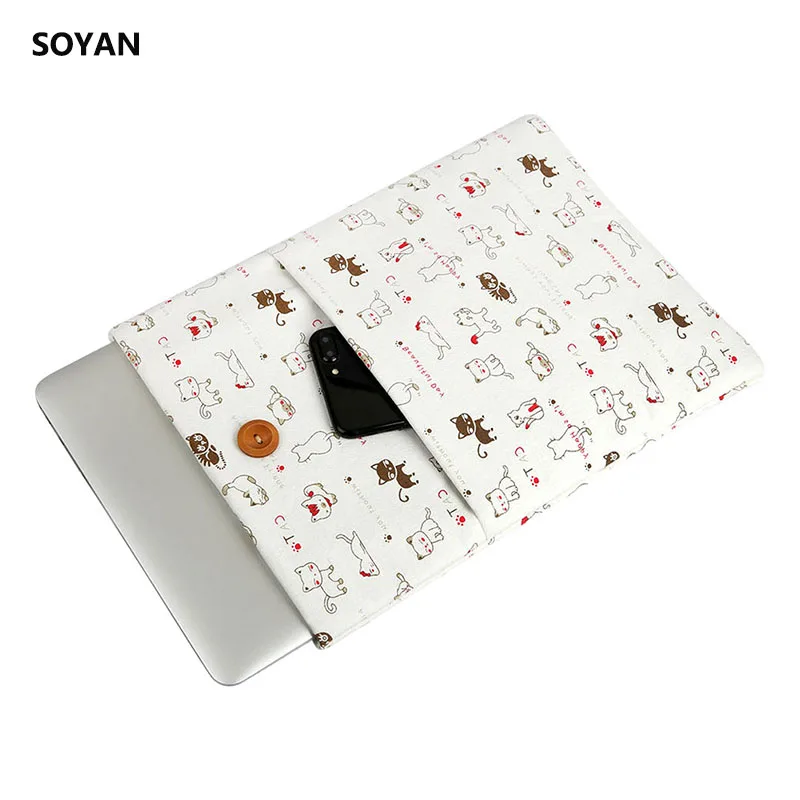 New Cotton Linen Cloth Laptop Bag Cover for Macbook Air Pro 13.3 Laptop Sleeve case The style of