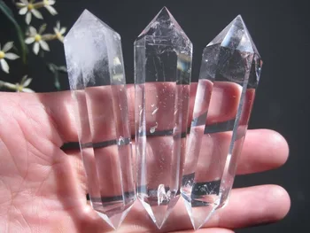 

afa880634++++A*3pcs Natural Clear Quartz Crystal Double Terminated Wand Points Healing 042501