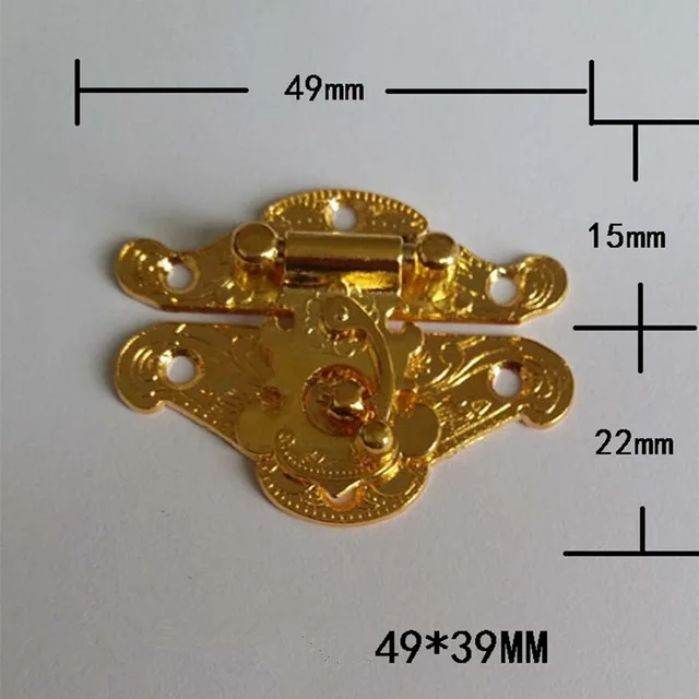 1 шт. 49*39 мм, коробка упаковочная Пряжка античный деревянный замок подарочной коробки сплав Пряжка защелка крюк замки, цинковый сплав Винтаж, золотой цвет
