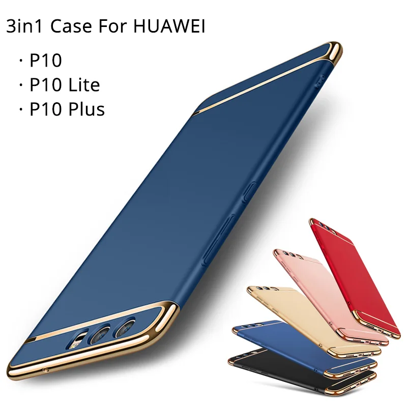 

3in1 plating case for HUAWEI P 10 P10 Lite P10 Plus Phone Cases Hard PC Bag Skin Back Cover Fundas Capa
