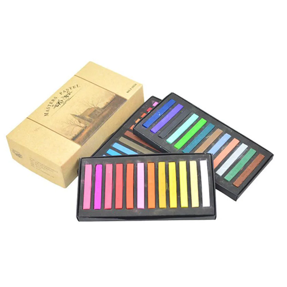 

12/24/36/48 Colors Painting Chalk Set Soft Pastel Hair Dye Students Smooth Easy Use Brush Lower Adhesion Portable Stick Toner