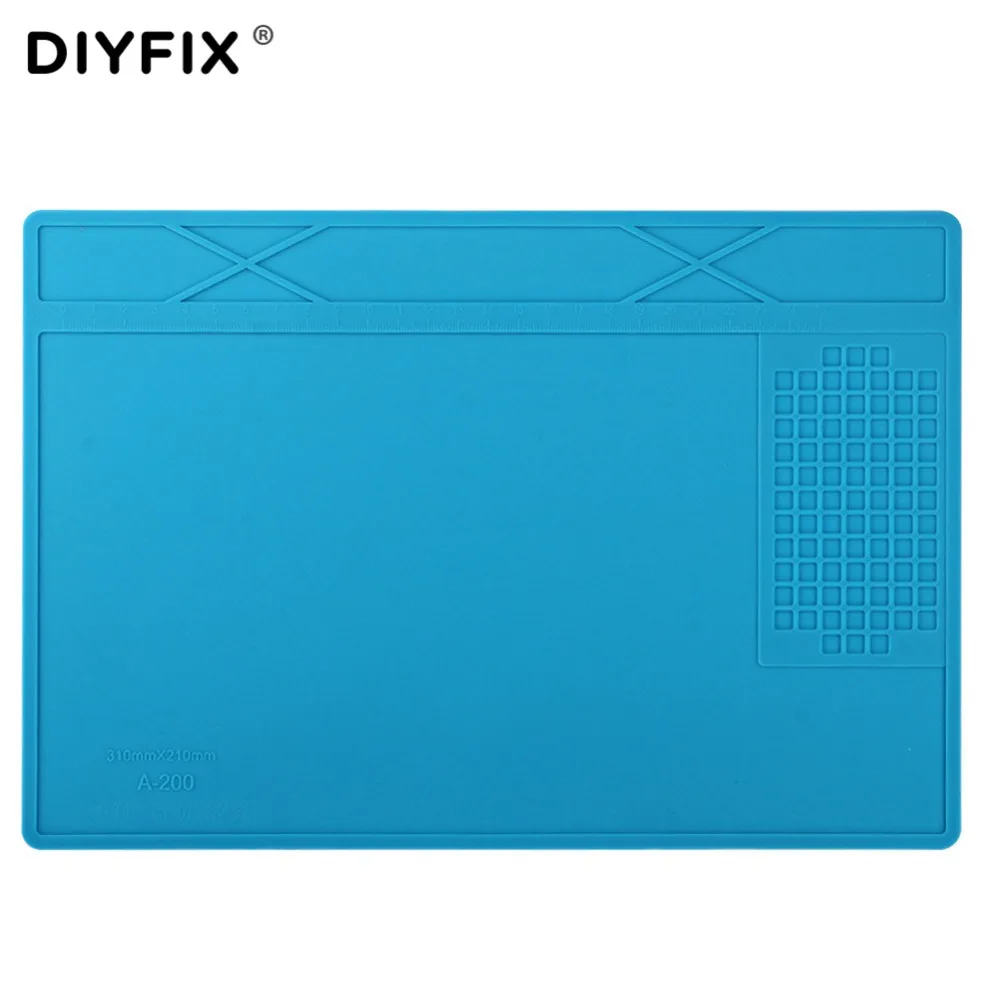 DIYFIX 31x21cm Heat Insulation Silicone Pad Desk Mat Maintenance Platform for BGA Soldering Repair Station with Screw Position