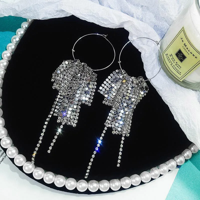 

Personalized Female Metal Silver Hoop Earrings For Women 2019 Fashion Circle Long Hanging Earring Ladies Korean Style Jewelry