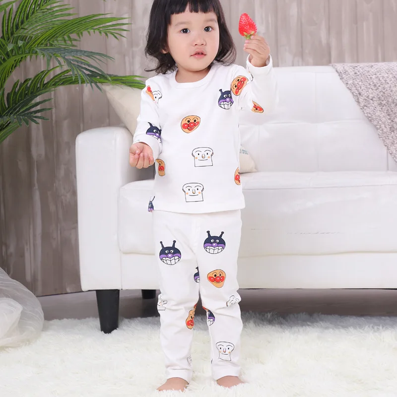

18M-6Y Children Clothes Set Pajamas Suits 2018 Autumn New Girls And Boys Baby Cotton Home Cute Mosaic Mine Cartoon Print Pajamas
