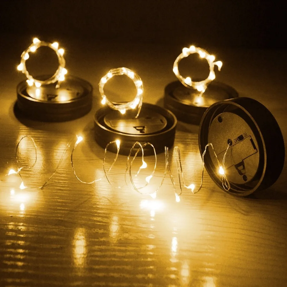 5 шт. Mason Jar огни 20 светодиодный Рождественский Солнечный Сказочный Светлячок