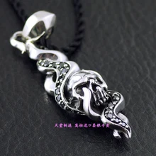 Черный Циркон 925 чистого серебра Череп Подвески