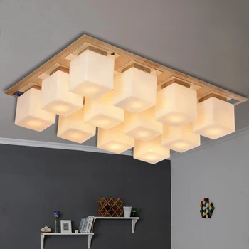 

1 light Creative ceiling light bedroom lamp wood+glass ceiling lighting