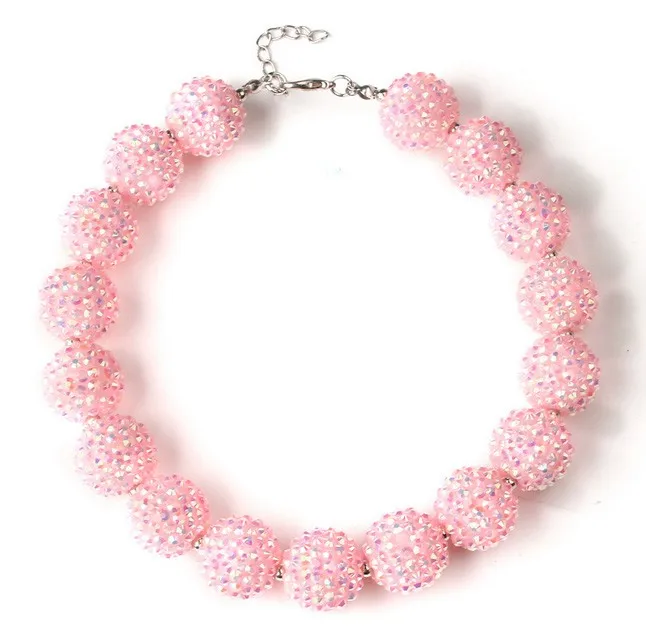 Стиль для девочек прекрасный 20 мм фиолетовый горный хрусталь массивные бусины жевательная резинка ожерелье для малышей Чокеры ожерелье подарки ювелирные изделия