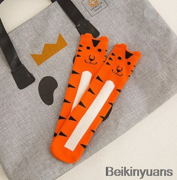 1 pair male baby girl socks warm cartoon fox cotton cute knee socks unisex fashion cartoon baby warm boots socks cartoon - Цвет: Tiger