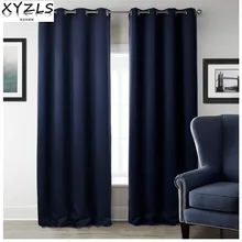 XYZLS Новые однотонные темно-синие простые шторы затемненные занавески для окна драпировка cotinas для спальни гостиной домашний декор