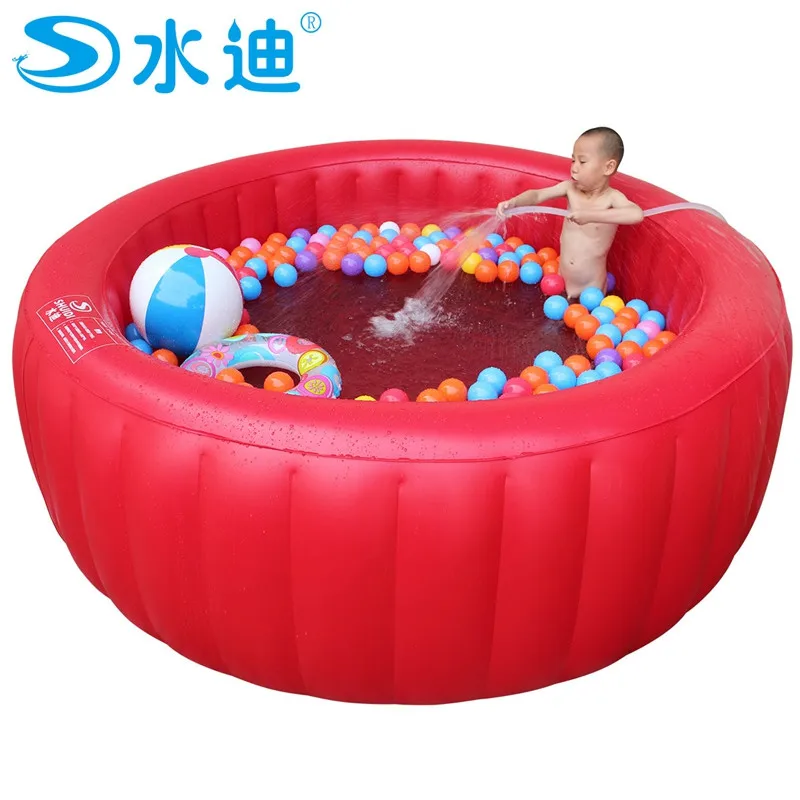 Большой красный круглый бассейн с насосом, Детская ванна, портативная надувная семейная ванна для взрослых и детей, 200 см x 80 см