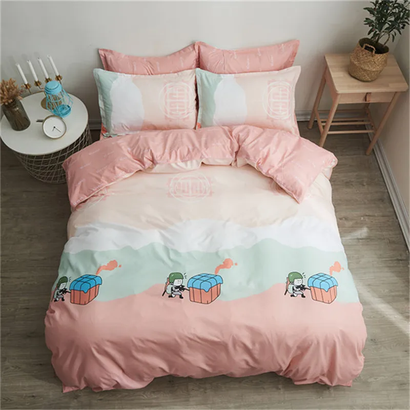 Pink Leopard Print Cotton Bedding Sets women Bed Set Duvet Cover Bed Sheet Cover Set pillow case Southeast Asian style