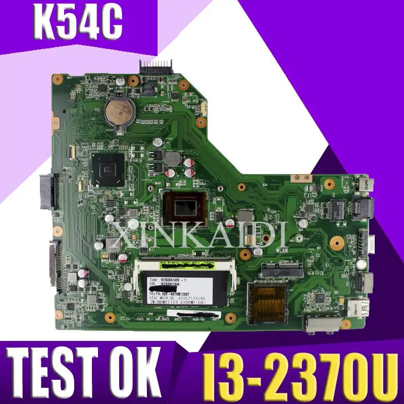 

XinKaidi For ASUS X54C K54C Laptop motherboard hm65 REV.3.0 With I3-2370U test good