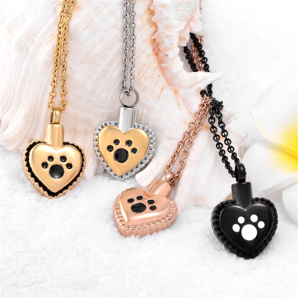Pet Paw Urn Necklace Memorial Jewelry for Ashes Keepsake 316 L