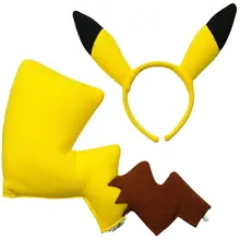 Покемон го Пикачу Желтый хвост и уши волосы застежка Аниме Косплей Костюм повязка на голову головные уборы