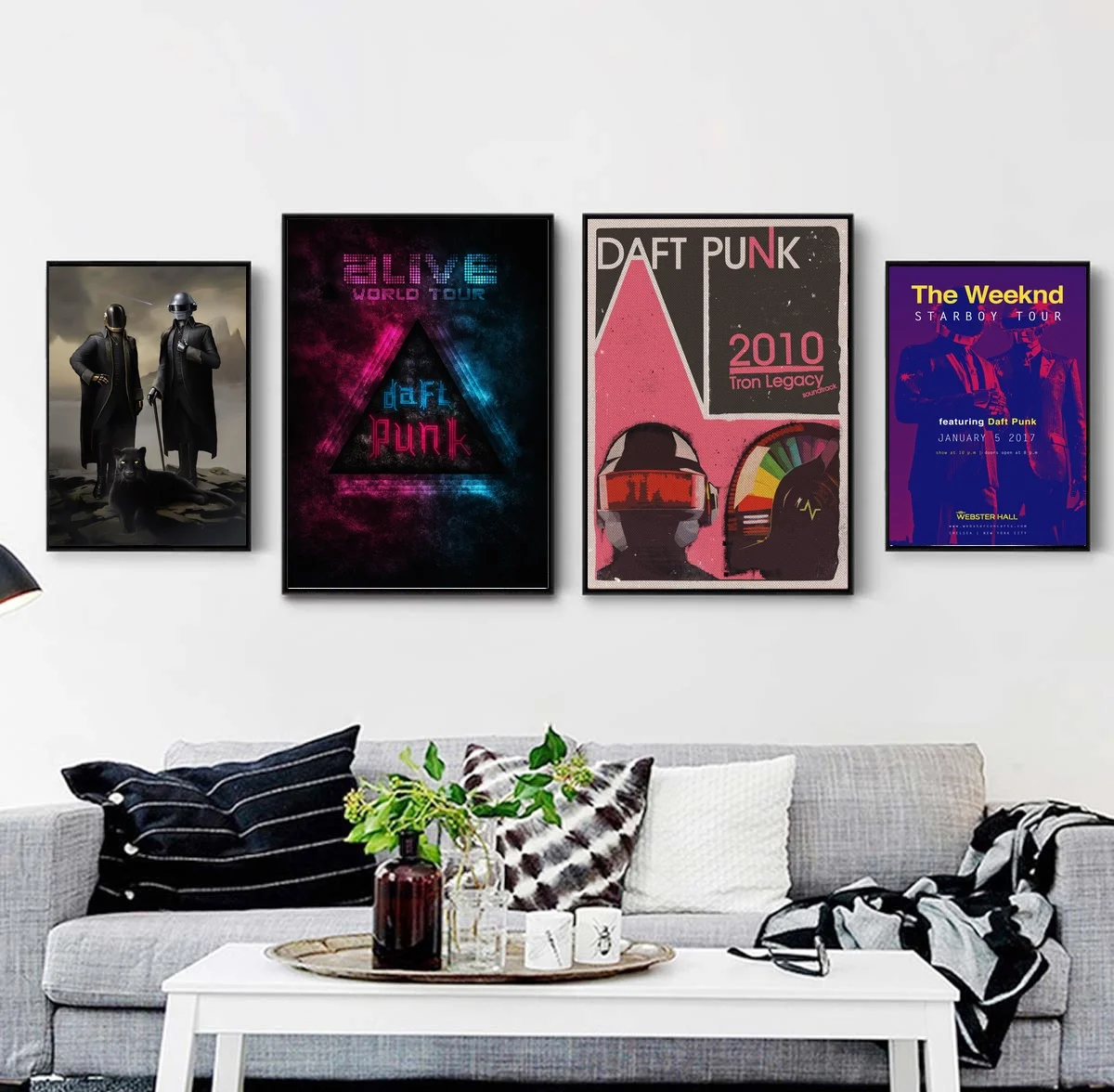 Daft Punk Music Poster Wall Art Silk Prints Paintings