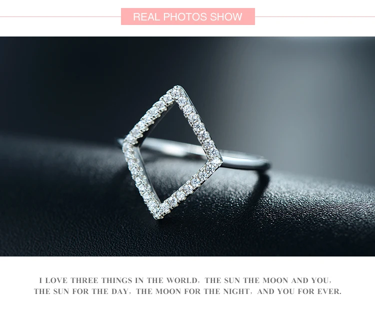 Instagram дизайнерское серебряное геометрическое кольцо из натуральной 925 пробы, модное кольцо на палец с кубическим цирконием для женщин, простое ювелирное изделие для помолвки