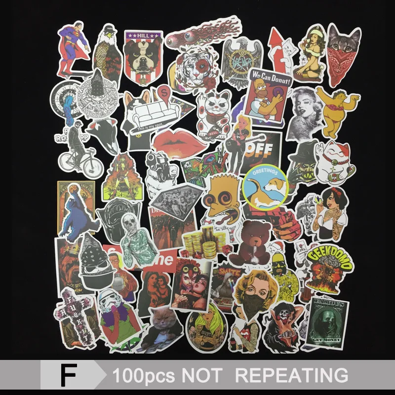 

100 PCS Colorful Waterproof Sticker Animal Cartoon Punk Game Stickers for DIY Skateboard Guitar Suitcase Laptop Bicycle Stickers