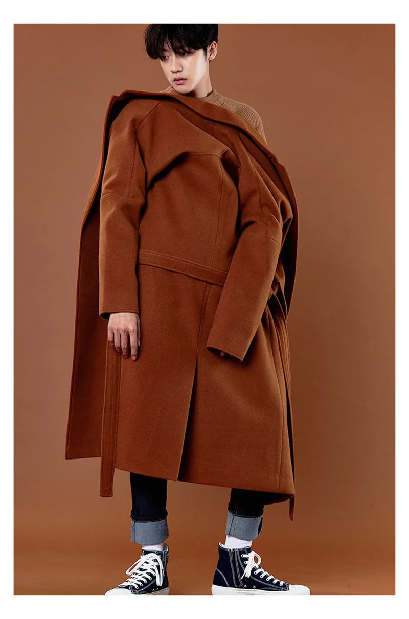 Мужские пальто свободного кроя размера плюс в Корейском стиле, модные зимние пальто, мужские пальто длинного размера