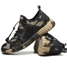 Дышащие, сетчатые, с стальным носком, мягкие, Нескользящие, рабочие ботинки, безопасная обувь, мужские легкие кроссовки, нестираемые, большие размеры 36-48