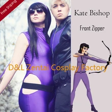 Free Shipping DHL Sexy Women Kate Bishop Costume Purple Color Lycra Spandex Superhero Costume Zentai Catsuits SHS418