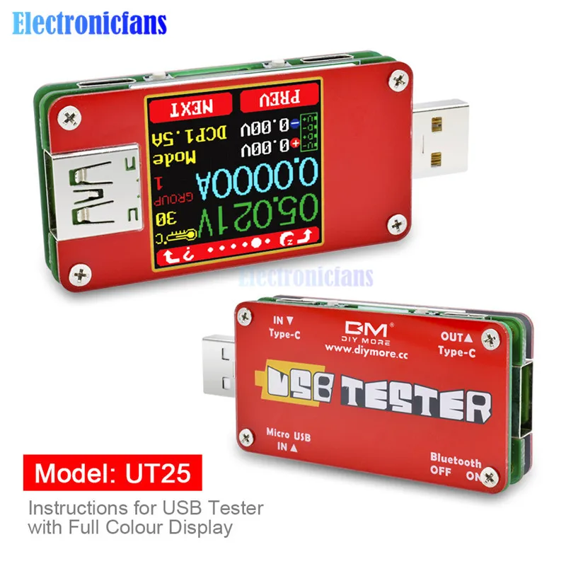 UT25 Micro usb type C ЖК дисплей USB тестер Амперметр Напряжение измеритель тока