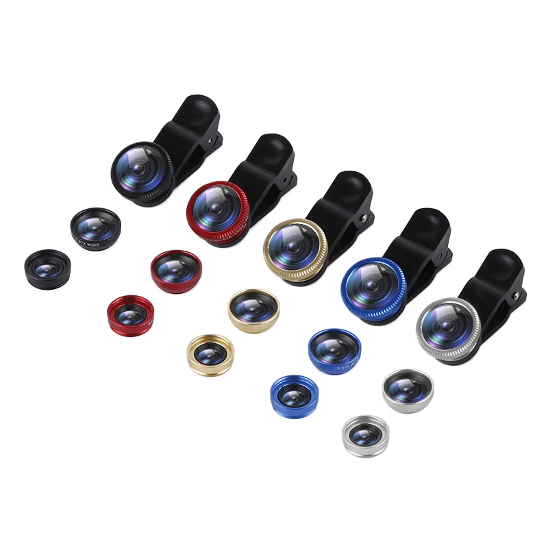 

Mobile Phone Clip Lens Fisheye Lens 3 In 1 Lenses Wide Angle Lens Camera Macro for IPhone Xiaomi Huawei Lenovo