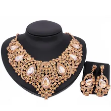 New Fashion Czech Rhinestone Crystal Wedding Jewelry Sets African Jewelry Set Necklace Earrings