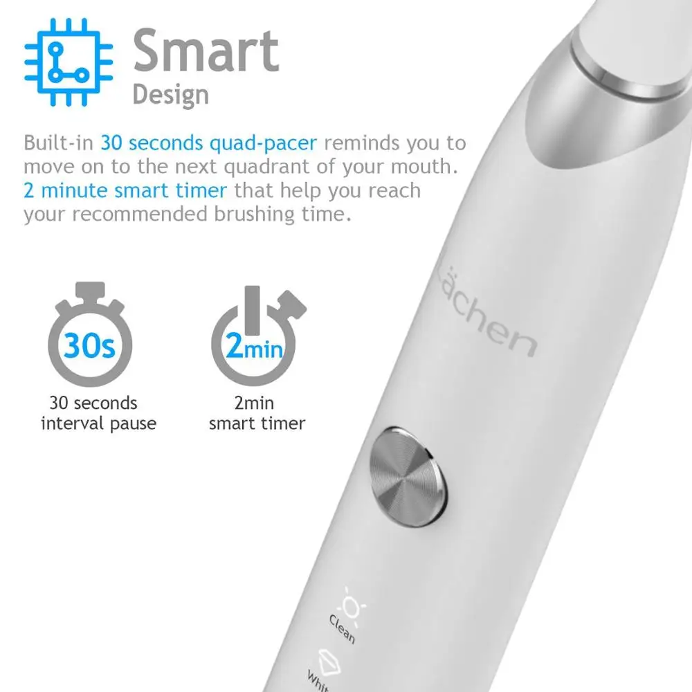 Lächen T7B Sonic Whitening Electric Toothbrush Sonic toothbrush with 4 brush heads and timer 5 modes USB charging Lächen T7B Sonic Whitening Electric Toothbrush Sonic toothbrush with 4 brush heads and timer 5 modes USB charging