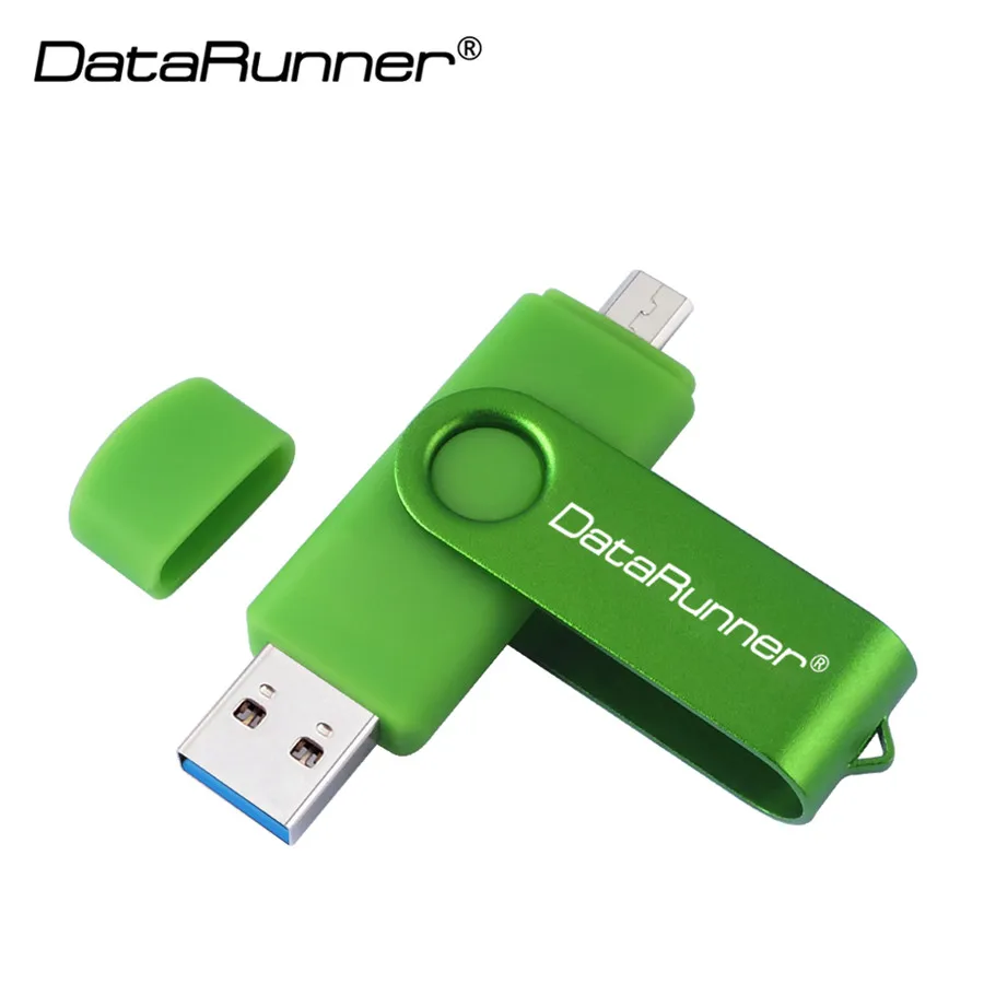 DataRunner OTG USB флеш-накопитель 256 ГБ 128 ГБ высокоскоростная Usb флешка 3,0 флеш-накопитель 64 ГБ 32 ГБ 16 ГБ 8 ГБ Флешка для смартфонов на базе Android - Цвет: Зеленый