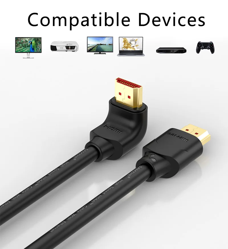 4K HDMI 2,0 кабель 90/270 градусов угол HDMI к HDMI кабель 2K* 4K 1M 1,5 M 2M 3M 5M 1080P 3D для ТВ ПК проектор PS3 PS4 ноутбук