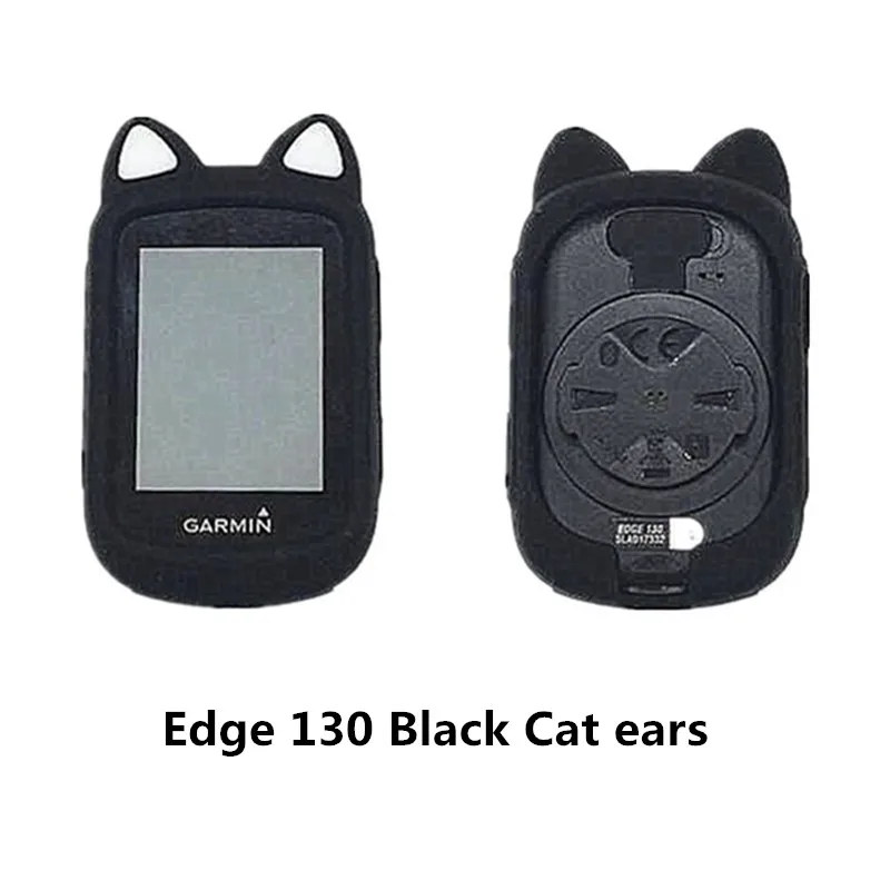 Black Cat ears Garmin Edge 130 дорога/горный велосипед езда код стол силиконовый код Обложка кошачьи уши стиль неоригинальный - Цвет: Black Cat ears