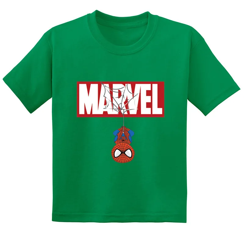 Летняя одежда для маленьких девочек, хлопковая футболка с коротким рукавом Marvel Человек-паук для детей, принт с героями мультфильмов; забавная футболка для мальчиков Повседневная одежда