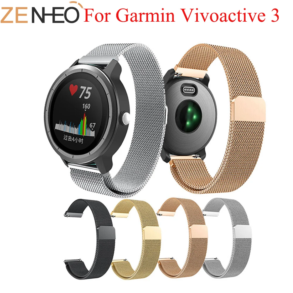 

Milanese Loop Replacement Strap for Garmin vivoactive3 Wristband 20mm Band Stainless steel Wrist Strap For Garmin Vivoactive 3